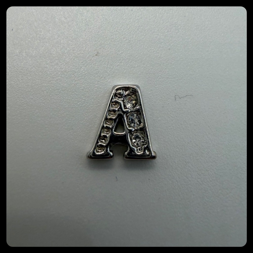 Origami Owl Letter A Charm Silver Crystal Initial Floating Locket Jewelry